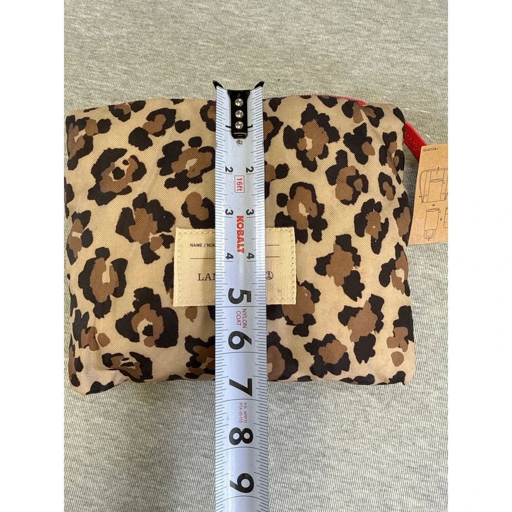 Lands End Kids Leopard Print Packable Cinch Sack Drawstring Backpack Pink